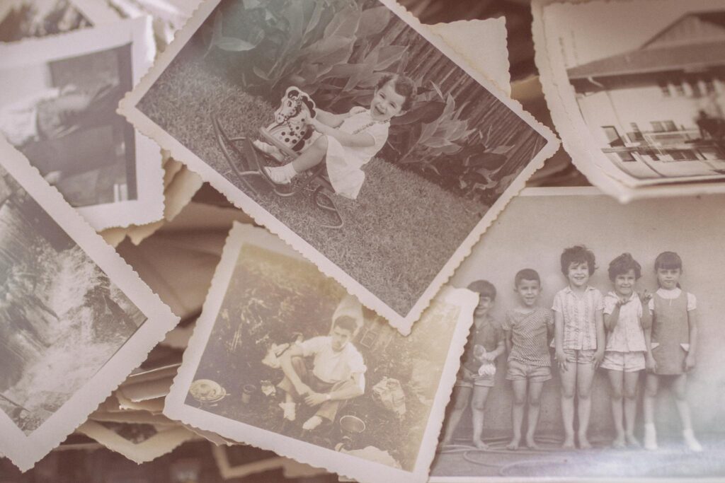 Collection of vintage family photographs evoking nostalgia and memories.